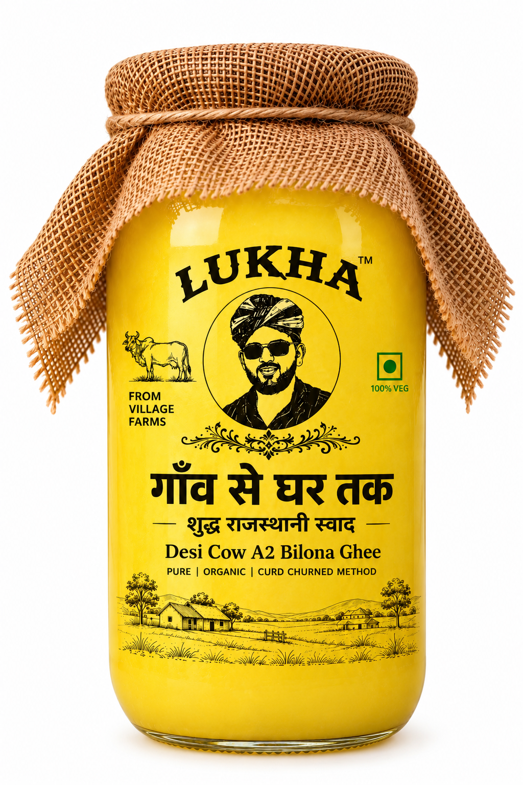 Lukha Desi Cow A2 Bilona Ghee 500ML